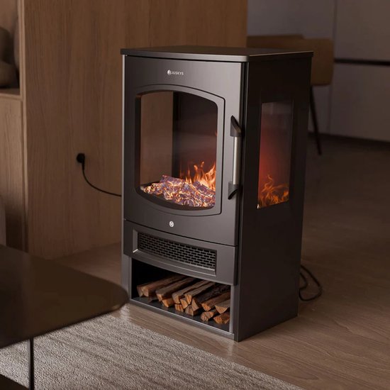 Elektrische Haard / Sfeerhaard - 1800W - Incl. Vlameffect, Warmtefunctie en App-bediening - Zwart, Kachel Vrijstaand