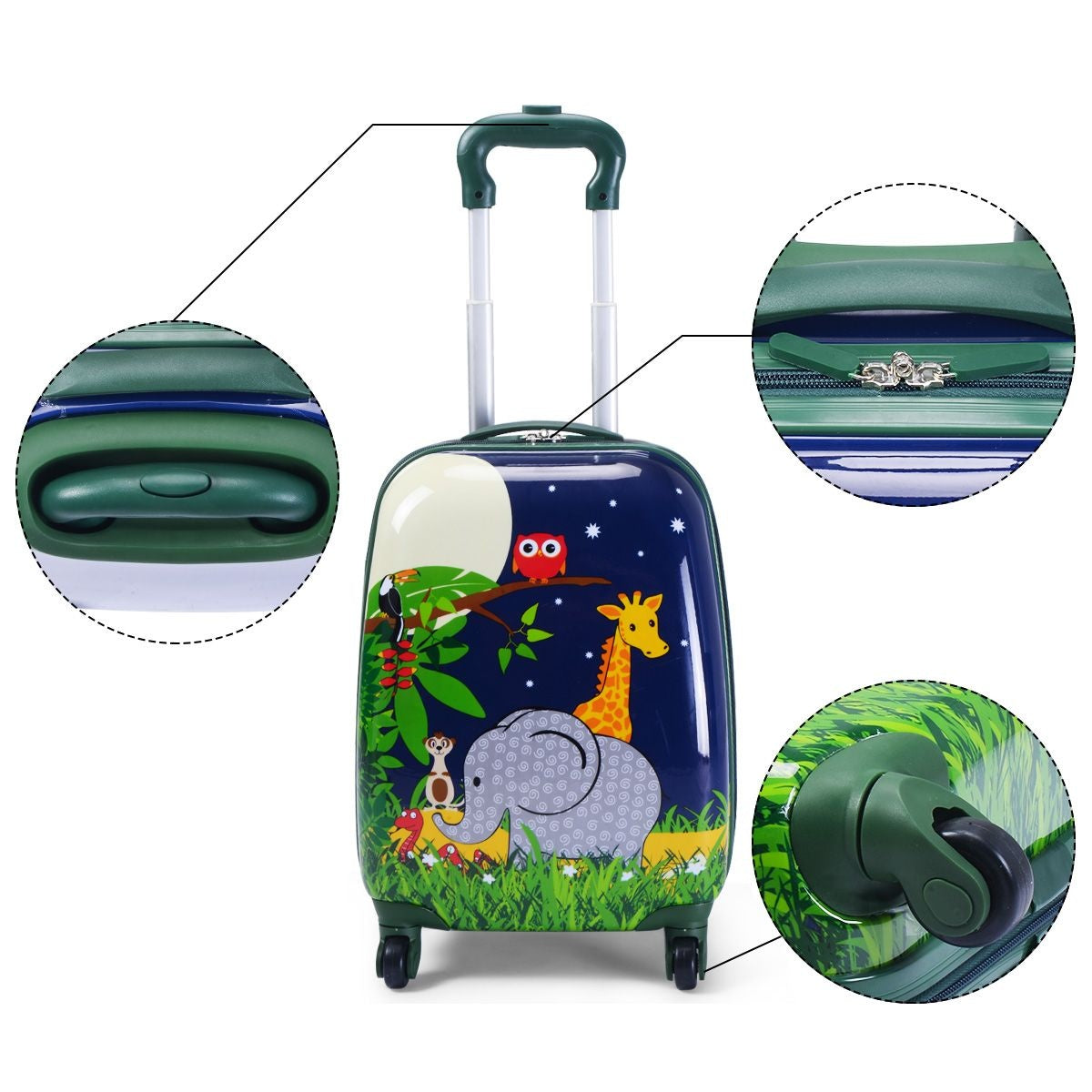 Coast Kinderkofferset 2-delig Kindertrolley + Rugzak Jungle Blauw