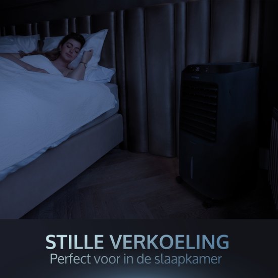 JAP Appliances Edmonton - 4 in 1 Aircooler, Ventilator, Ionisator en luchtbevochtiger - Met afstandsbediening en timer - Luchtkoeler Inclusief 2 koelelementen - Mat zwart