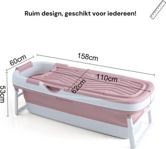 Livista® - Opvouwbaar XXL Bad - Roze - Zitbad - Inklapbaar - Bath Bucket - 158 CM LANG - XXL - Incl. Onderwater LED Lichten en Rugkussen