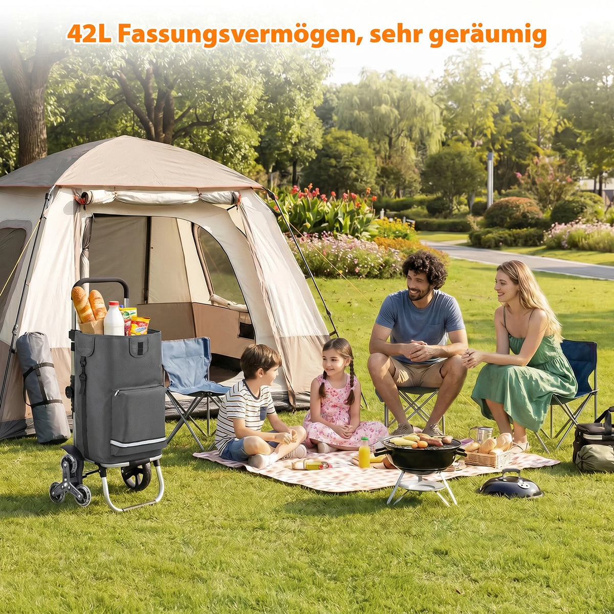 Sekey Boodschappentrolley met Traploopfunctie 60L Grijs 36 x 42 x 98 cm