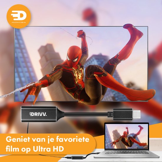 Drivv. USB C naar HDMI Adapter - Ondersteunt 4K 30Hz - Converter - Type C naar HDMI - Thunderbolt 3 - Zwart