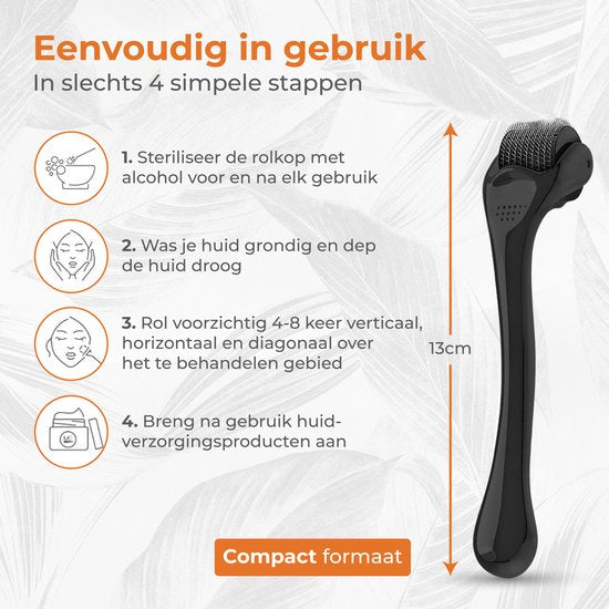 Nuvance Dermaroller - 540 Micro Naalden van 0,5 mm - Incl. eBook - Baardroller voor Haargroei - Steriel Verpakt