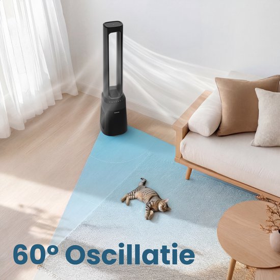 Auronic Torenventilator - Bladeless Model 2 in 1 - Luchtreiniger met HEPA-filter - Ventilator - 10 Standen - Afstandsbediening - 105 cm - Zwart
