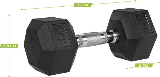 VirtuFit Hexa Dumbbell Pro - 10 kg - Hexagon Dumbbell - Duurzaam en Slijtvast - Krachttraining - Gewicht - CrossFit & Fitness - Geschikt voor Beginners en Professionals - Per Stuk Verkocht
