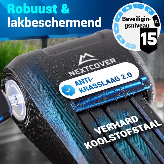 Nextcover Vouwslot 100cm FoldOne Pro | Fietsslot met Drie Sleutels | Fiets Slot met Houder | Slot voor Fietsen, E-Bikes, E-Scooter | SteelSecure-Technologie 3.0