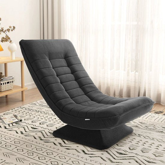 Juskys – Korsika Relaxfauteuil & Loungestoel – 58 x 85 x 100 cm – Voorzien Van 360 Graden Draaifunctie En 5-laagse Vulling – Voor Woonkamer En Gameroom – Grijs Corduroy