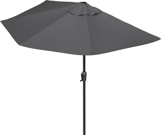 LifeGoods Balkon Parasol - Tuin - 270x135 cm - Halfronde Parasol - Waterdicht - UPF50+ - Donkergrijs