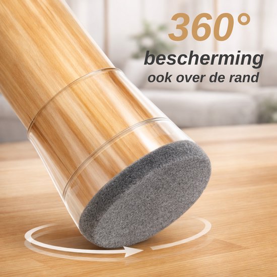 Vaive Stoelpoot Beschermers Rond met Vilt – 24 Stuks – Stoelpootdoppen Ø24-30 mm – Vloerbescherming voor Stoelen - Grijs