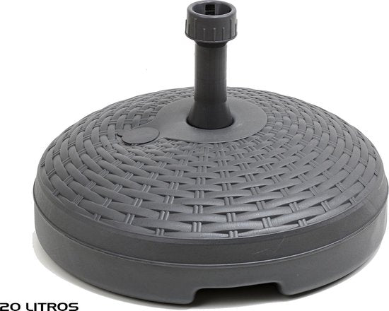 Parasolvoet Rattan look - rond - antraciet grijs - D45 cm - 20 liter - kunststof - vulbaar