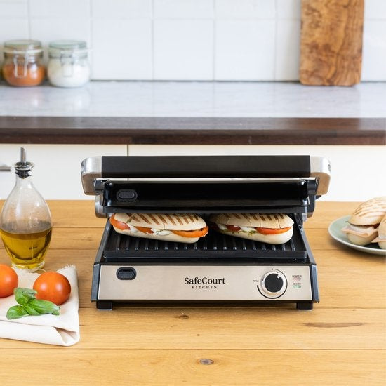 Safecourt Kitchen - 3-in-1 contactgrill - Broodrooster - Verwijderbare platen - 180 °C grill -  RVS