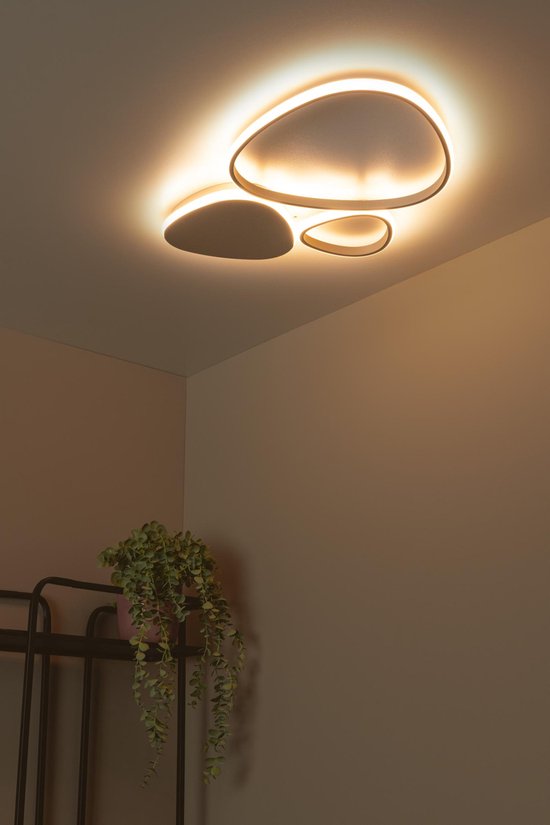 Lucide SAMLING - Plafonnière (Plafondlamp) - LED Dimbaar - CCT - 1x30W 2700K/4000K - Taupe