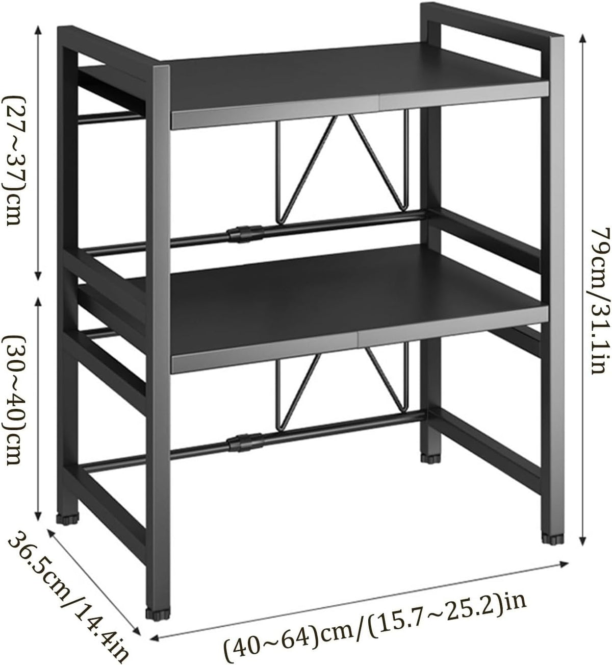 Verstelbare Magnetronplank Zwart - Wandbeugel voor Magnetron en Oven - Dubbele Laag