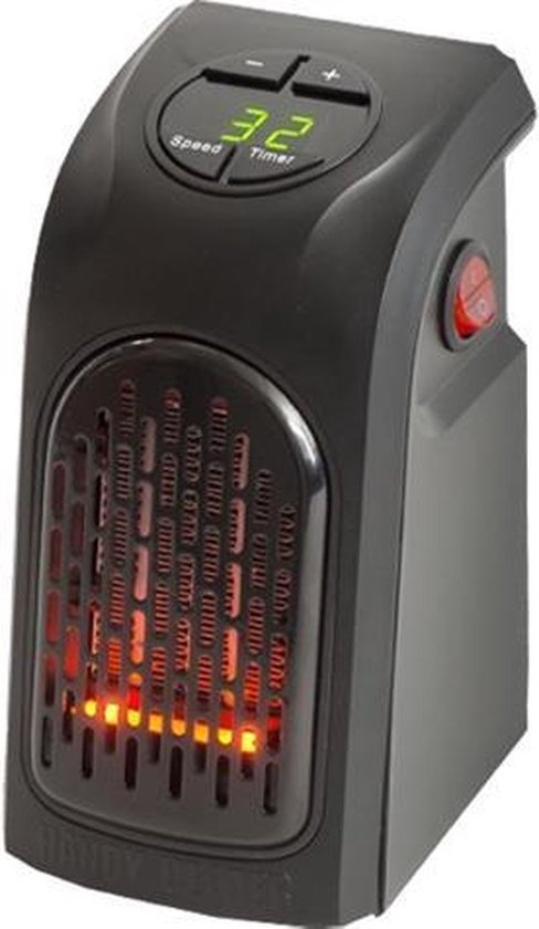 Ontel Handy Heater – Elektrische Mini Verwarming voor in Stopcontact – 500W – Compacte Kachel met Afstandsbediening - Mini Heater