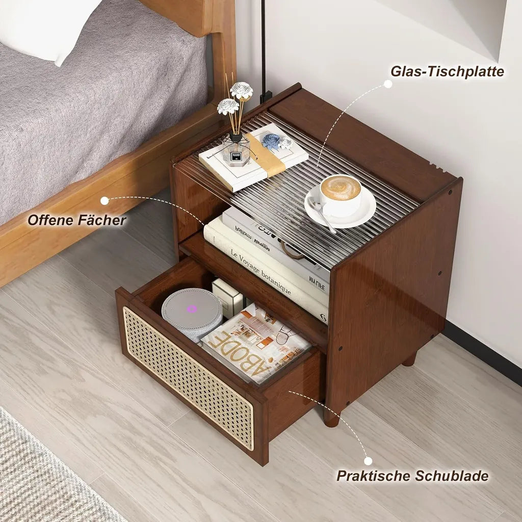 Coast Nachtkastjes met Lade – Set van 2 – 43 x 35 x 50 cm – Bruin