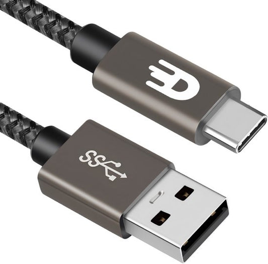 Drivv. USB-C naar USB-A Kabel 3 Meter – 10 Gbps – 3A Fast Charge – Grijs
