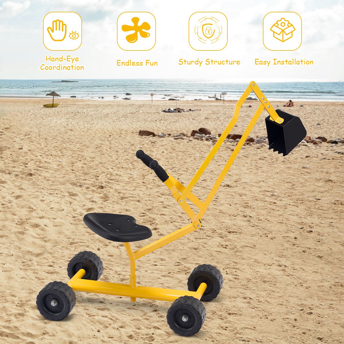 Coast Graafmachine voor kinderen - 360° draaibare zitting - Metalen frame - Geel