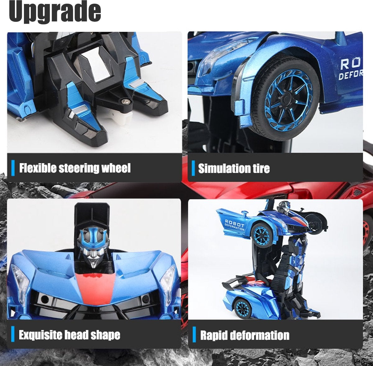 MEWAU 1:12 RC transformerende auto/robot - 2 in 1Afstand Bestuurbare Auto -Gebaar waarneming - Speelgoed Auto - Grijs