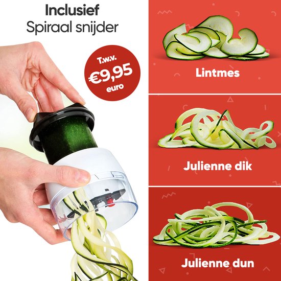 Stosh Mandoline - Groentesnijder - Uiensnijder - Spiraalsnijder - Frietsnijder - Rasp - 6-delig - BPA vrij