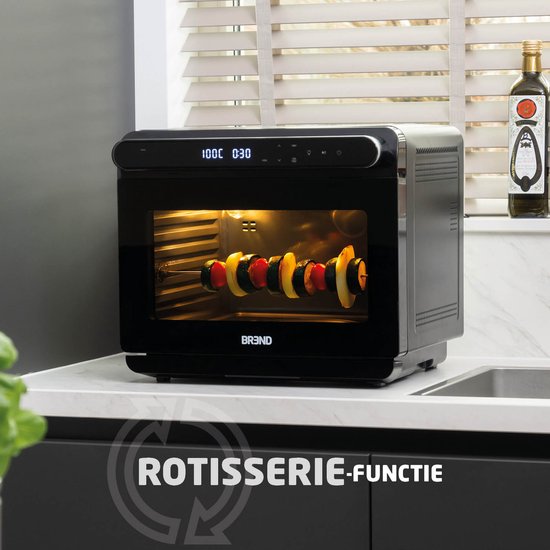BREND BR-2234 Vrijstaande XXL Airfryer Stoomoven Combi - Digitaal Display met Touch - Zelfreinigend - Timer - Draaispit - Met Accessoires - 24 Liter