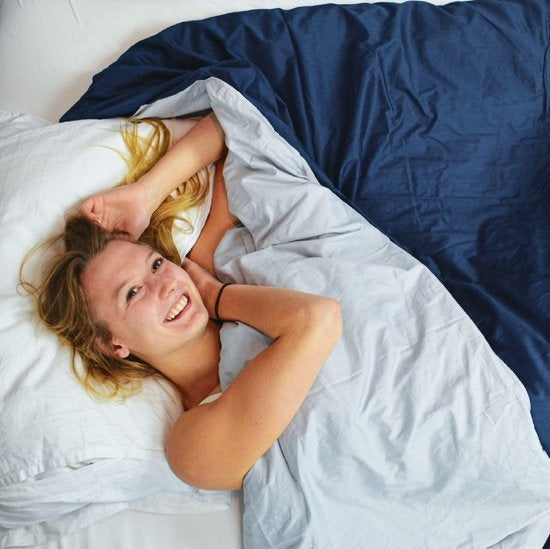 Hoes voor de verzwaringsdeken van EL-Life | Voor de 7kg en 9kg variant van 150x200cm | Gemaakt van 100% biologisch katoen | Blauw & grijs