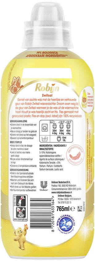 1 x Robijn – Wasverzachter – Zwitsalgeur – 765 ml - Koffiezetapparaat