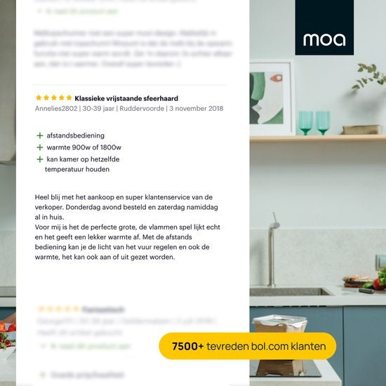 MOA Electrische Haard - Sfeerhaard Klassiek - Heater - Kachel - Vrijstaand - Wit - ES180W