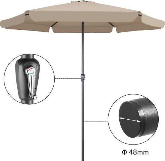 Kingsleeve Parasol - met Draaimechanisme - Taupe Ø 330cm