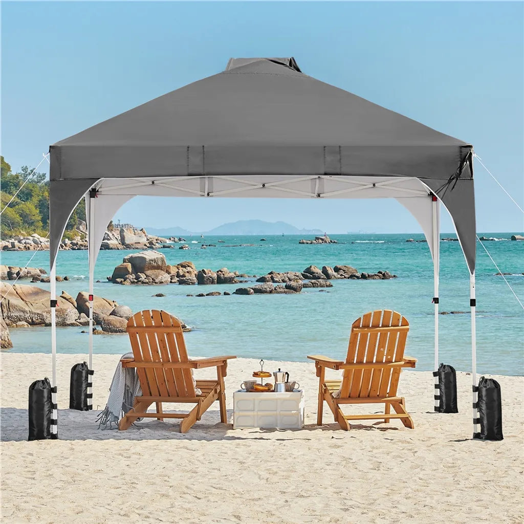 Yaheetech Pop-up Partytent - 3 x 3 m - In Hoogte Verstelbaar - Draagtas met Wielen - Donkergrijs