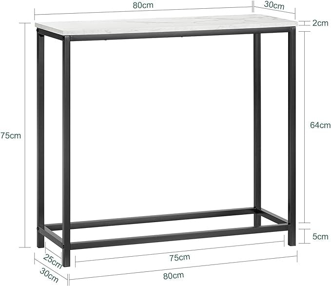 SoBuy Consoletafel - Wit Tafelblad- Zwart Metalen Frame - 80x75x30cm - Industrieel - FSB29-SCH