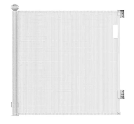 Vulpes Goods® – Oprolbaar Traphekje – 145 x 84 cm – Voorzien Van Push-En-Lock Kinderslot En Kleurindicator En Eénhandige Bediening – Voor Kinderen En Huisdieren – Wit Kunststof En Gaas