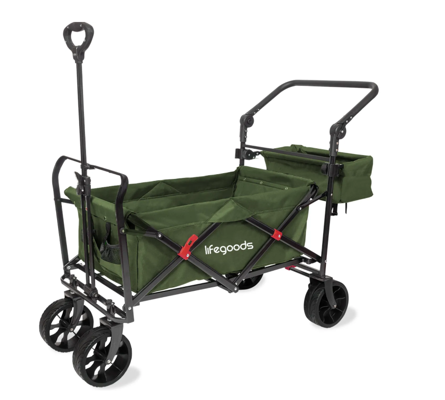 LifeGoods Bolderkar Opvouwbaar - 120 kg Draagvermogen - 90 L - 120 x 80 cm - Groen - Wasbaar