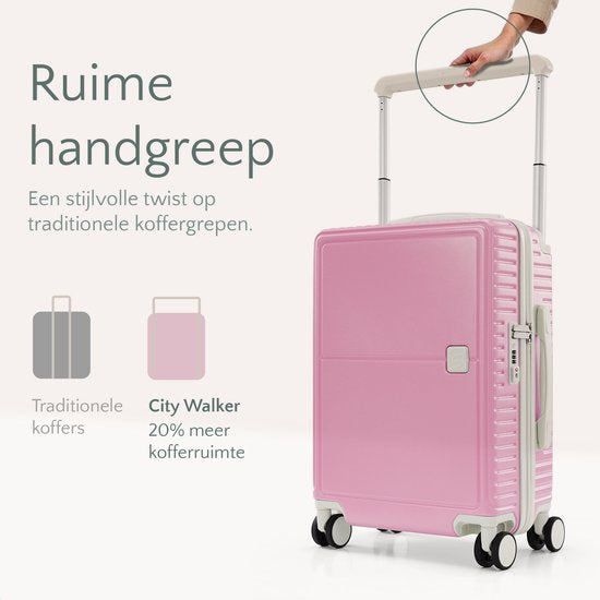 SC City Walker - Medium Reiskoffer 77L - Lichtgewicht & Sterk - 360° Spinner Wielen - Origineel TSA-slot - Inclusief Beschermhoes & Wetpouch - 66 x 45 x 26 cm - Roze