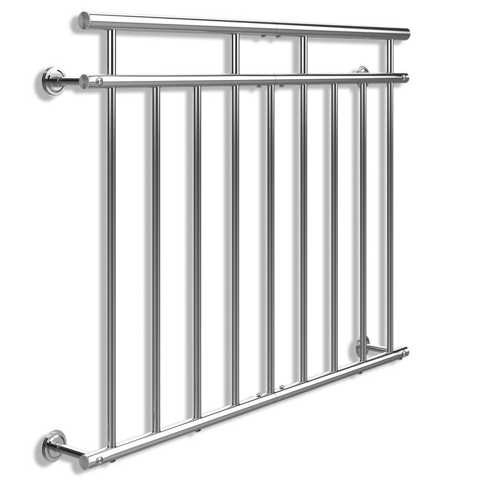 Monzana Franse Balkonreling Staal 90x128cm 7 Spijlen - Zilver