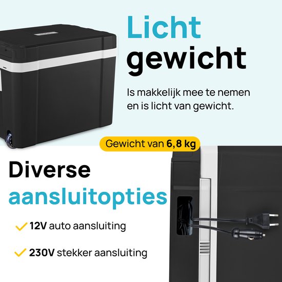 MOA Koelbox Elektrisch 12v 230 volt - 40L - Frigobox - Camping Koelkast - Auto en Camping - Koelen en Verwarmen - Zwart
