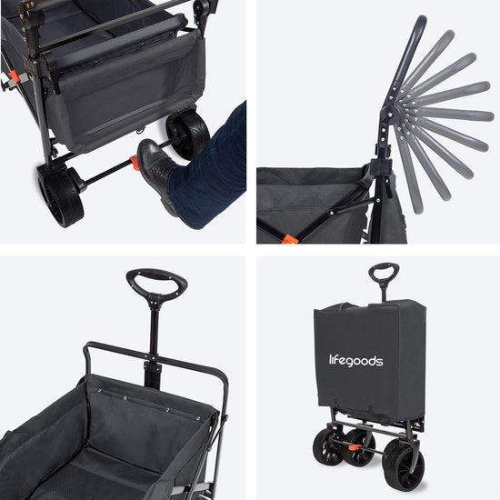LifeGoods Bolderkar - Opvouwbaar - Tot 120KG - 90L - Wasbaar Polyester - 120x80cm - Grijs