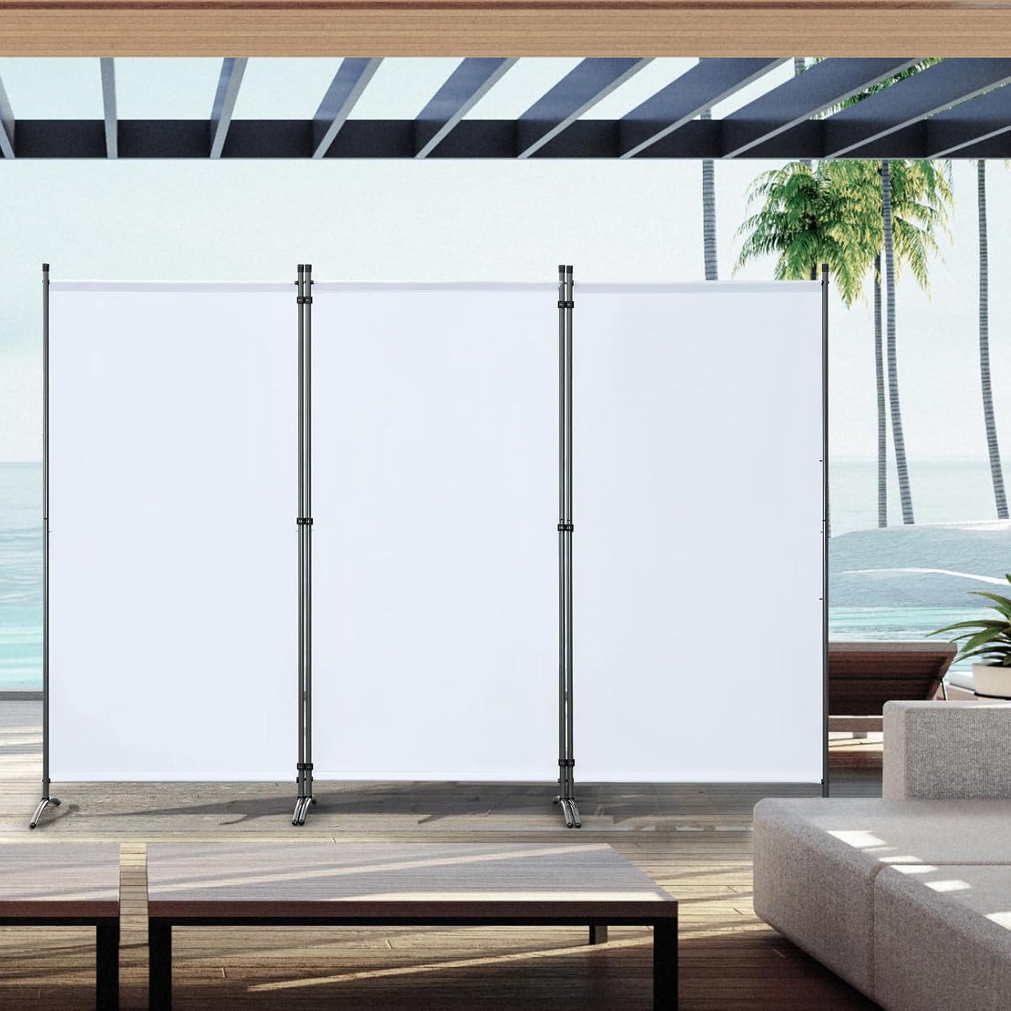 Angel Living Paravent - 3 panelen - opvouwbaar - 243 x 180 cm - Natuurlijk
