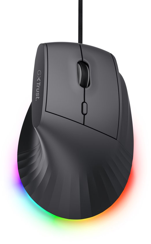 Trust GXT 145 Rexxa - Gaming Muis - Bedraad - 12.800 DPI - RGB Verlichting - Ergonomisch Verticaal - Zwart