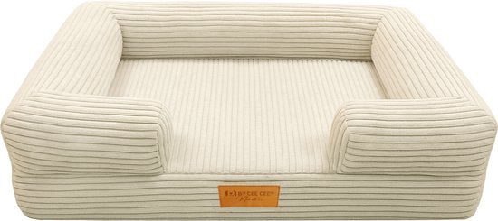 By Cee Cee Orthopedische Hondenmand – Orthopedisch Hondenkussen – Hondenbed – Ribstof - Voor Kleine Honden - Beige - 80x55