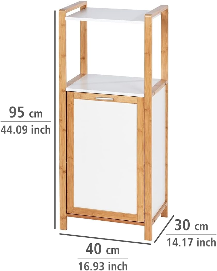 Wenko Finja Wasmand met Rek – Bamboe/Wit – 40 x 95 x 30 cm