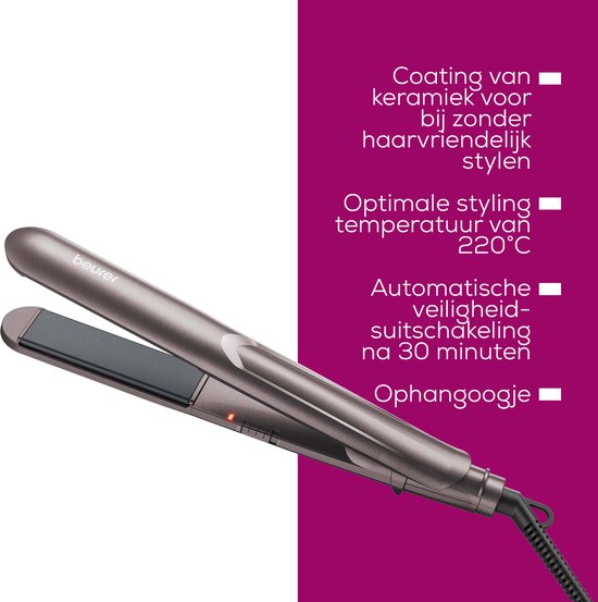 Beurer HS 15 Stijltang - Haarstyler - Snelle opwarming - Keramische coating - 360° Draaibaar scharnier - Plaatvergrendeling - 3 Jaar garantie
