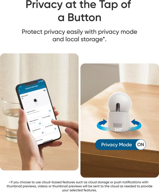 eufy Security Indoor camera E30 - Indoor Cam - Huisdiercamera met app - Petcam - 4K UHD - Pan & Tilt - AI Mens - en Huisdierdetectie - Kleurennachtzicht - Compatibel met Apple HomeKit - Tweewegcommunicatie - Lokale Opslag - Geen Abonnementskosten