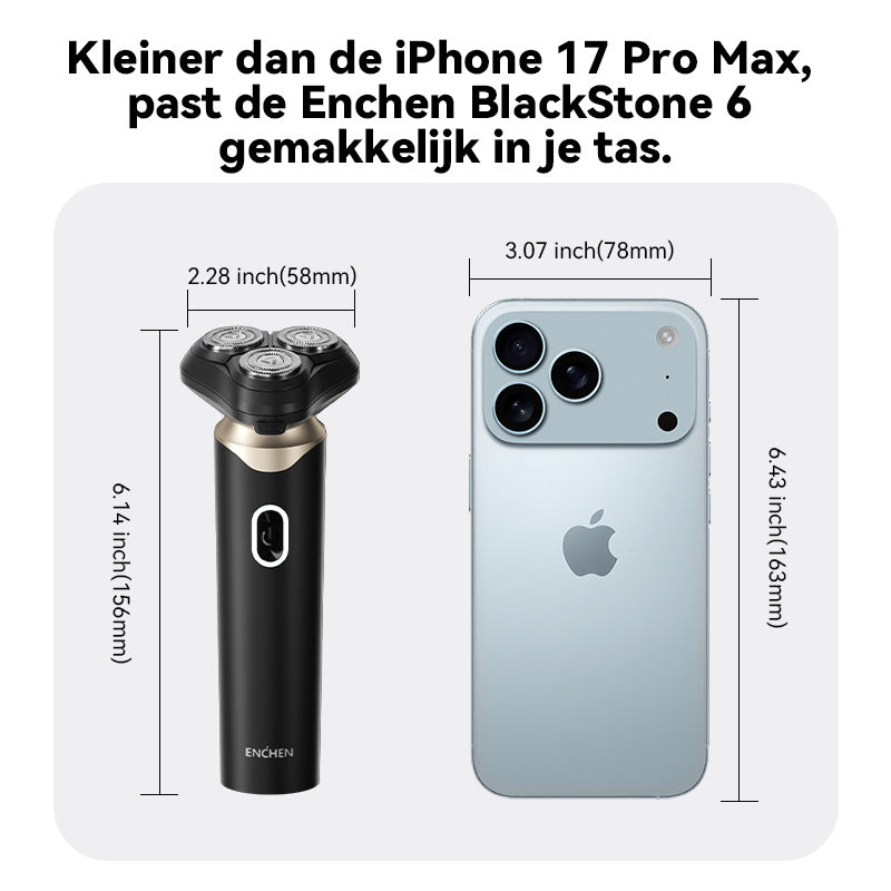 ENCHEN BlackStone 6 elektrische roterende scheerapparaat voor mannen met 3D zwevende scheerbladen en oplaadbaar via USB Type-C, 1 stuk