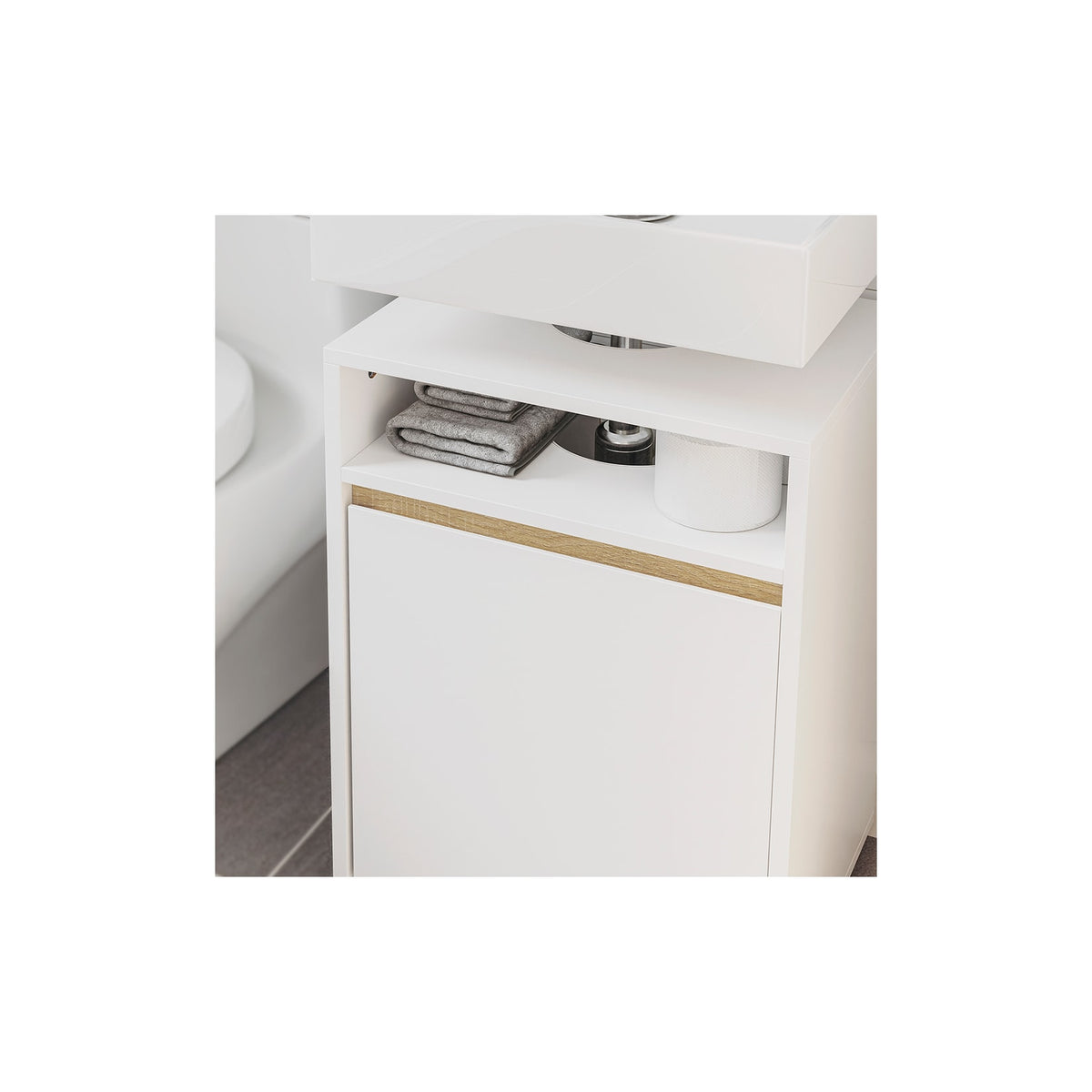 SoBuy Wastafelmeubel 1 Deur - Wit - 40 x 36 x 60 cm - Met Open Vak, Modern
