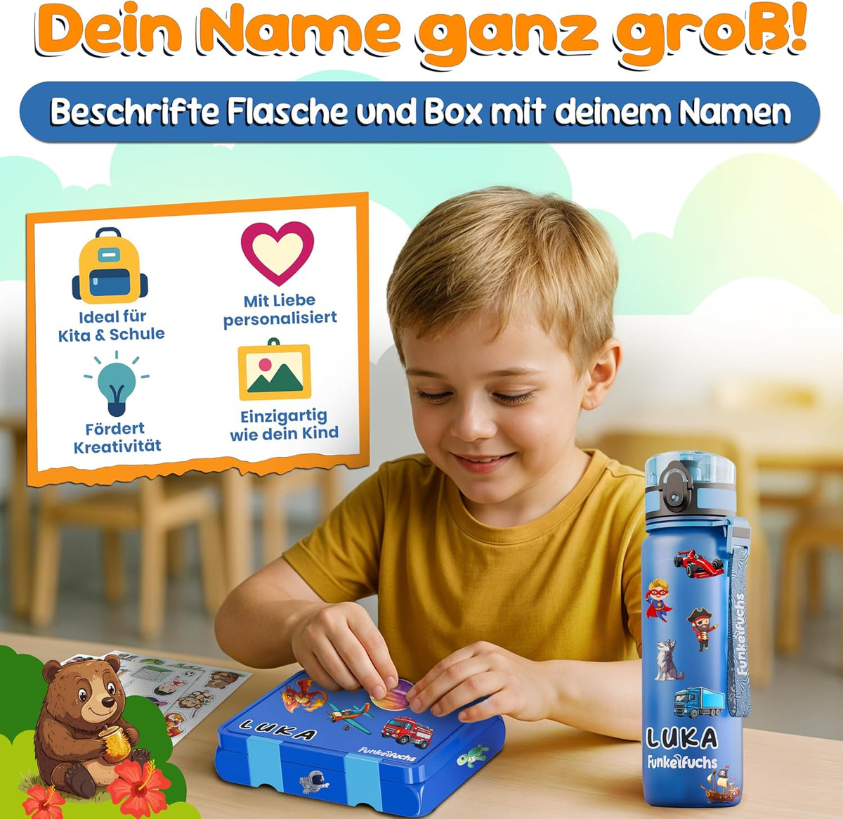 Funkelfuchs stickerset - jongens - 6 vellen