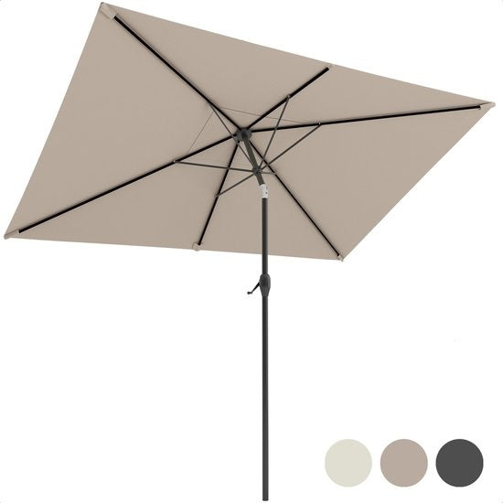LifeGoods Parasol - 270x180cm - 30° Kantelbaar - Waterdicht - Zonder Hoes - Taupe
