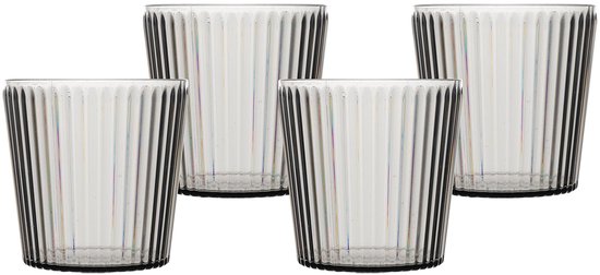 Bo-Camp - Waterglas - Nomad - RPET - Grijs - 400 ml - 4 Stuks