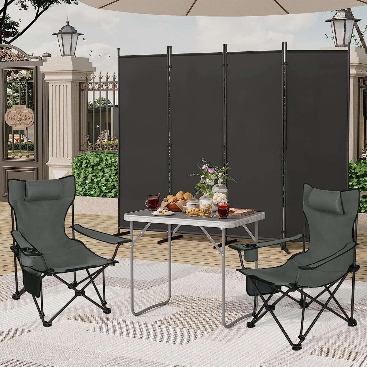 WOLTU Campingtafel 70 x 60 x 50 cm - Opvouwbaar - Handvat - Aluminium/MDF - Grijs