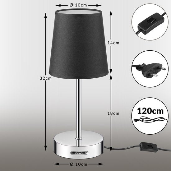 Monzana Tafellamp 2 Stuks – Incl. Lampenkap E14 32cm - Antraciet
