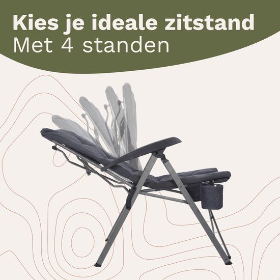 TRVLMORE Campingstoelen Luxe - Opvouwbaar - 2-Pack - 150KG Draagvermogen - Incl. Draagtas - Klapstoel - Kampeerstoel - Vouwstoel - Grijs